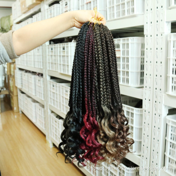 Julianna Synthetic Crochet Curly Hair Extensions Box Braids With Loose End Box Braid Crochet Hair Thin Curly End